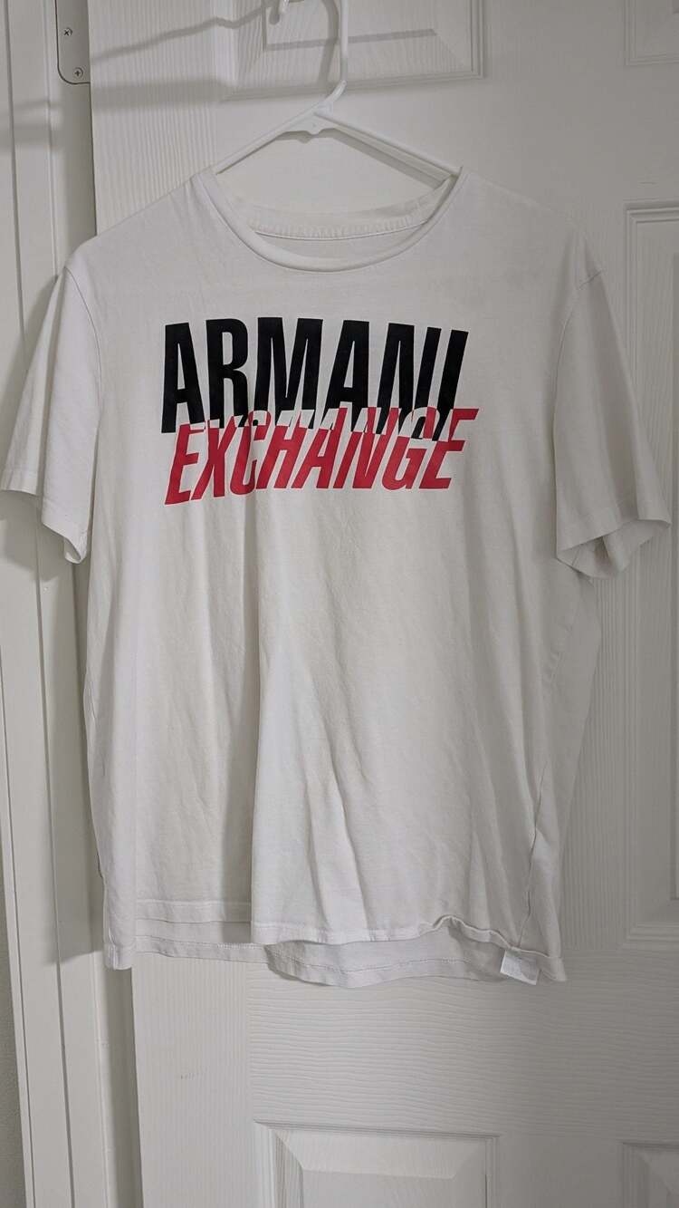 Armani Exchange Graphic T-Shirt Size L White Cotton